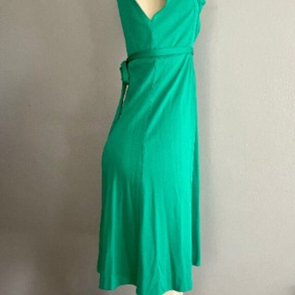 Vintage 70s Summer dress With attached belt in green size S short sleeves. - Picture 6 of 10